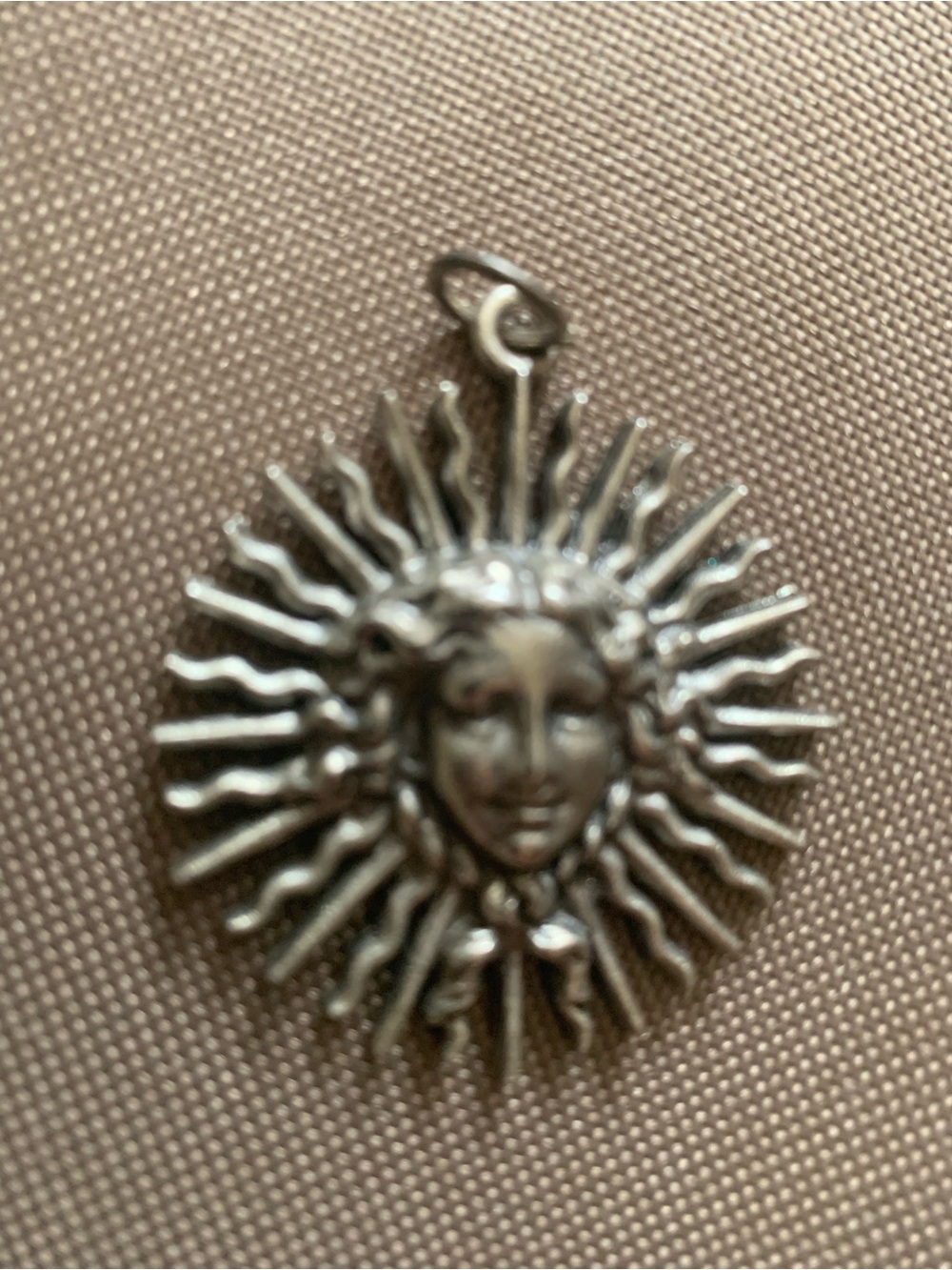 Sterling Silver Sun Face Pendant - Silver Sunburst Charm